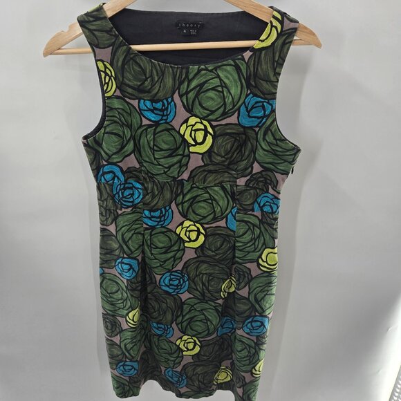 Theory Dresses & Skirts - Theory Green Floral Artsy Sheath Mini Dress Size 4
